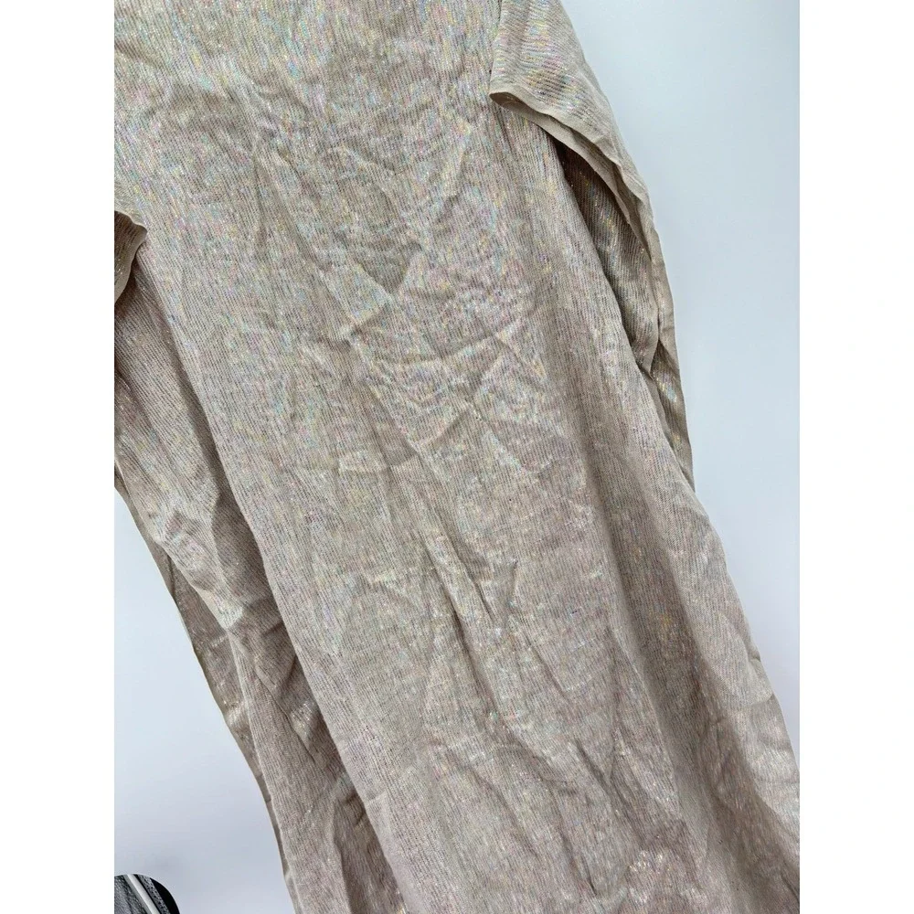 Metallic Fringe Scarf‎ Shawl Wrap Beige Gold Shimmer 21x83 Boho Festival